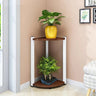 Triangle Corner Wood Display Plant Stand Black-White Image - 20