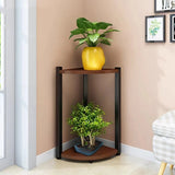 Triangle Corner Wood Display Plant Stand Black-White Image - 29