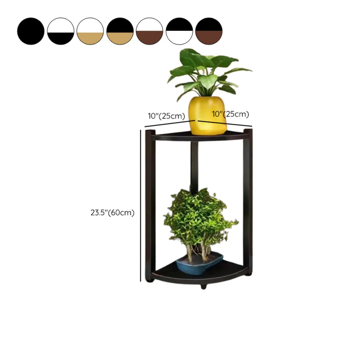 Triangle Corner Wood Display Plant Stand Black-White Image - 31