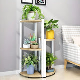 Triangle Corner Wood Display Plant Stand Black-White Image - 5