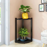 Triangle Corner Wood Display Plant Stand Black-White Image - 8