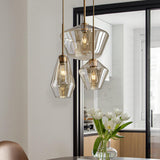 Trio Gold Metal Geometric Clear Glass Pendant Light  Image - 1