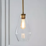 Trio Gold Metal Geometric Clear Glass Pendant Light  Image - 10