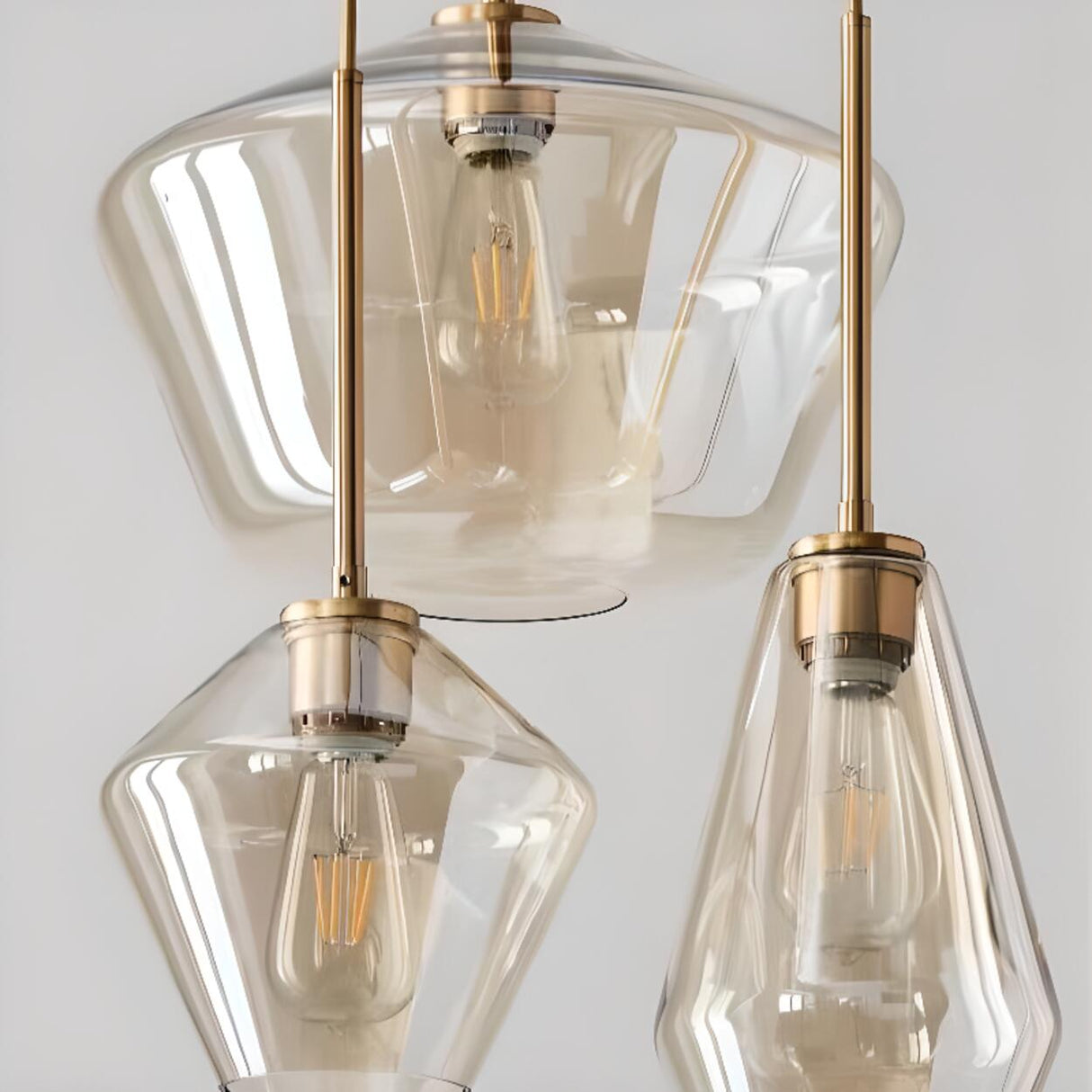 Trio Gold Metal Geometric Clear Glass Pendant Light  Image - 13