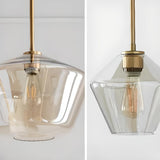 Trio Gold Metal Geometric Clear Glass Pendant Light  Image - 14