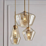 Trio Gold Metal Geometric Clear Glass Pendant Light  Image - 4