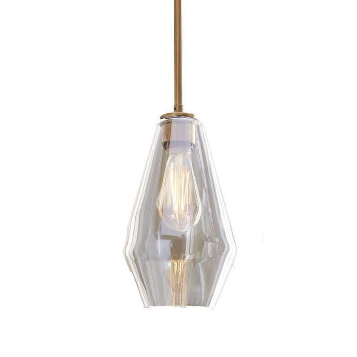 Trio Gold Metal Geometric Clear Glass Pendant Light  Image - 5