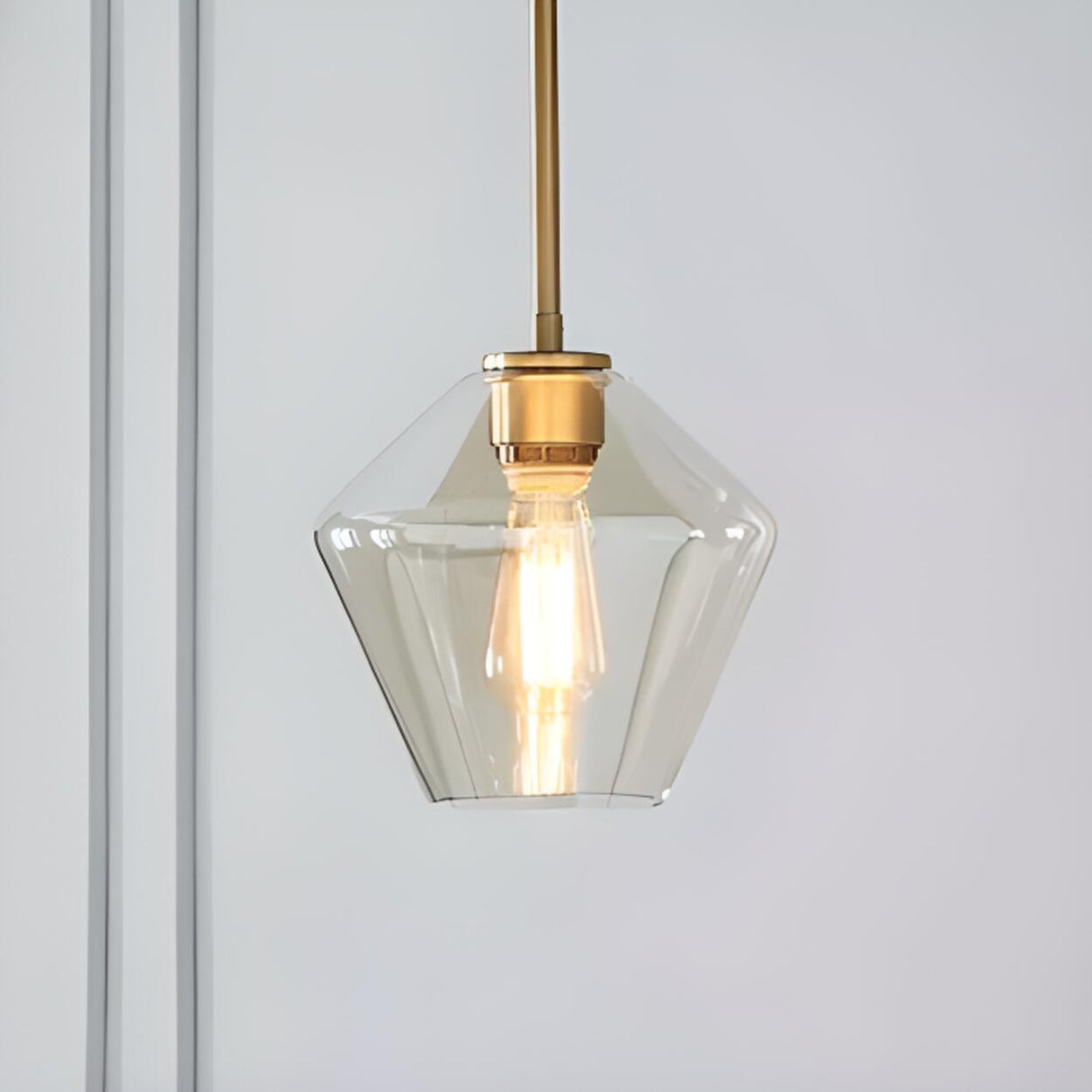 Trio Gold Metal Geometric Clear Glass Pendant Light  Image - 9