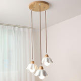 Triple Flower White Ceramic Modern Pendant Light Image - 1