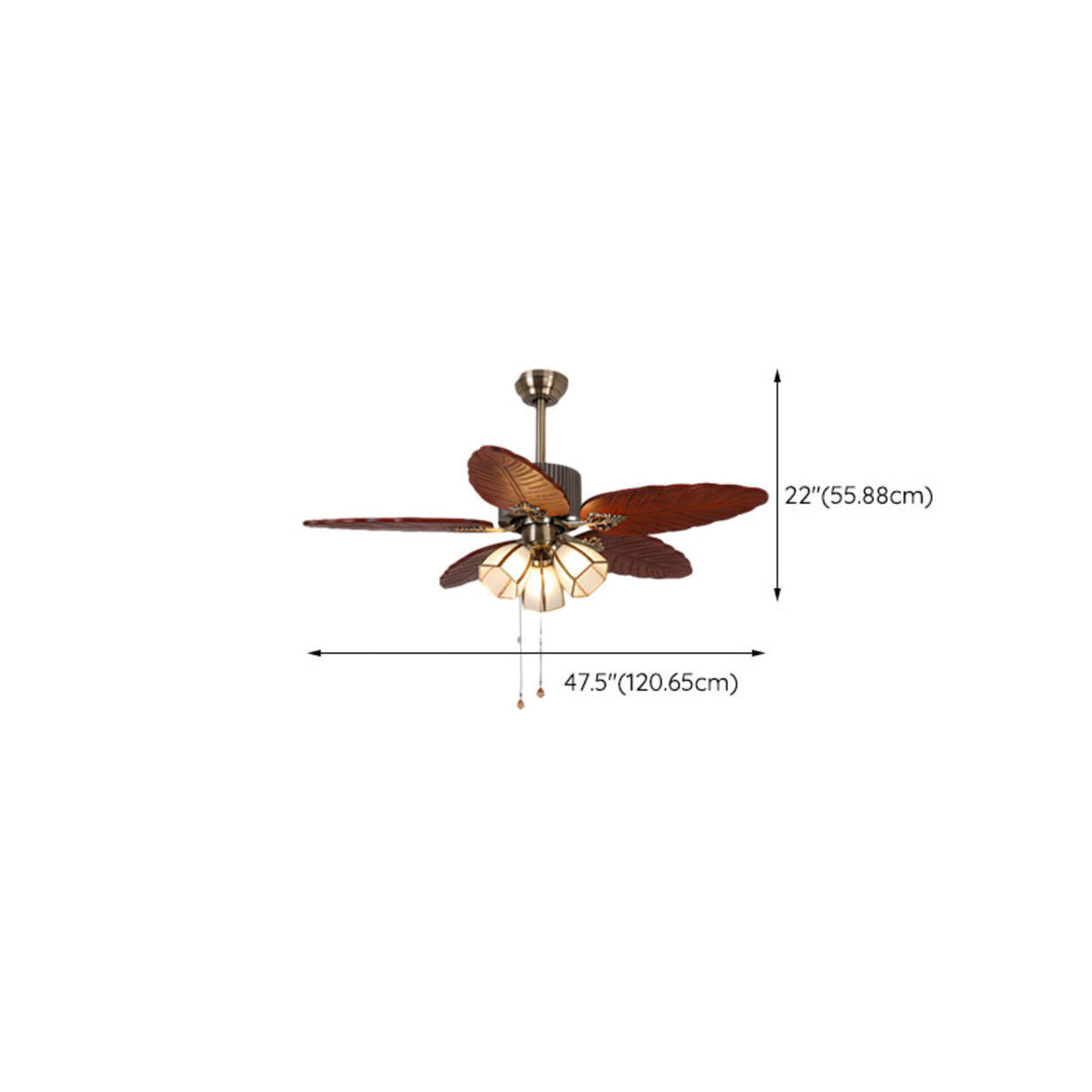 Tropical Leaf Ceiling Fan with Three Light Fixtures 