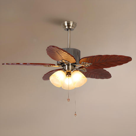 Tropical Leaf Ceiling Fan with Three Light Fixtures Image - 2