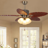 Tropical Leaf Ceiling Fan with Three Light Fixtures Image - 8