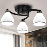 Trumpet-Shaped Black Semi-Flush Mount Light 3-Light Image - 1