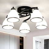 Trumpet-Shaped Black Semi-Flush Mount Light 3-Light Image - 12