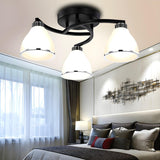 Trumpet-Shaped Black Semi-Flush Mount Light 3-Light Image - 13