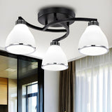 Trumpet-Shaped Black Semi-Flush Mount Light 3-Light Image - 3