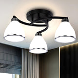 Trumpet-Shaped Black Semi-Flush Mount Light 3-Light Image - 4