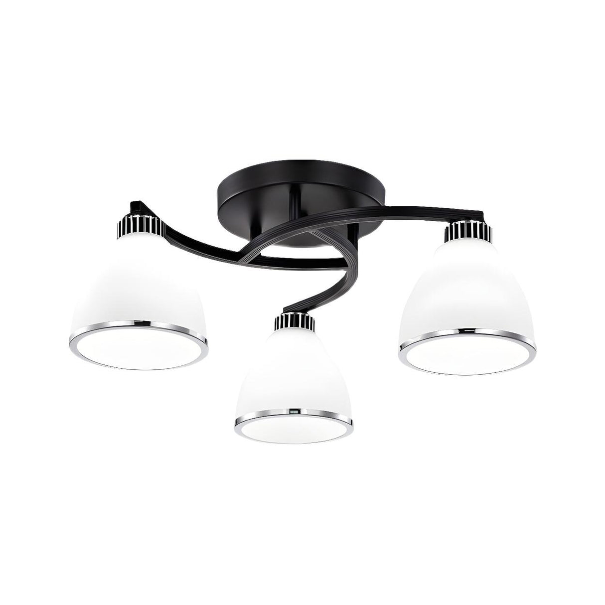 Trumpet-Shaped Black Semi-Flush Mount Light 3-Light Image - 5