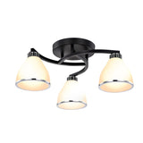 Trumpet-Shaped Black Semi-Flush Mount Light 3-Light Image - 6