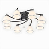 Trumpet-Shaped Black Semi-Flush Mount Light 3-Light Image - 7