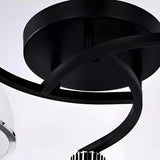 Trumpet-Shaped Black Semi-Flush Mount Light 3-Light Image - 8