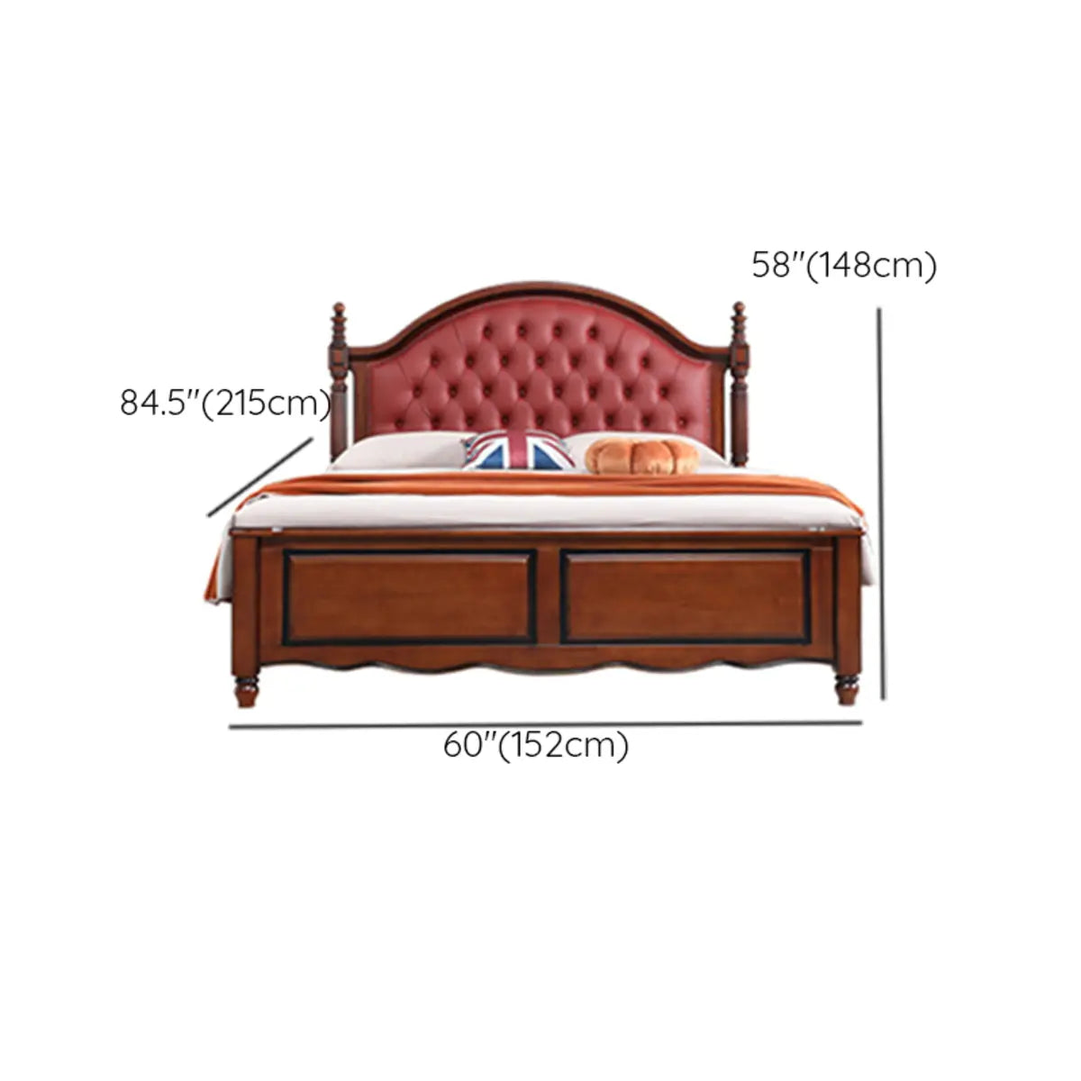 Tufted Arched Brown Wood Queen Nailhead Trim Headboard Bed 