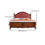 Tufted Arched Brown Wood Queen Nailhead Trim Headboard Bed #size