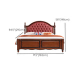 Tufted Arched Brown Wood Queen Nailhead Trim Headboard Bed Image - 11