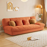 Tufted Biscuit Back Light Khaki Sofa Futon with Mattress Image - 15