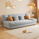 Tufted Biscuit Back Light Khaki Sofa Futon with Mattress Image - 9