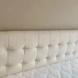 Tufted Headboard Upholstered Beige King Panel Bed Frame Image - 4