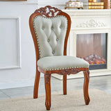 Tufted Leather Nailhead Trim Leather Dining Chair Brown Image - 15