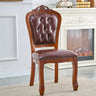 Tufted Leather Nailhead Trim Leather Dining Chair Brown Image - 17