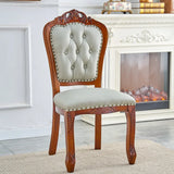 Tufted Leather Nailhead Trim Leather Dining Chair Brown Image - 18