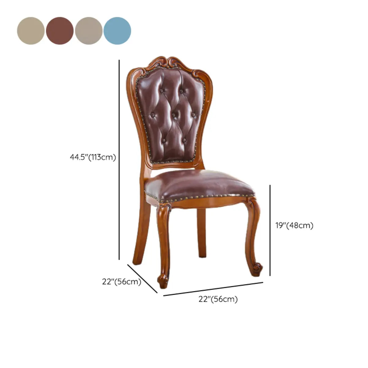 Tufted Leather Nailhead Trim Leather Dining Chair Brown 