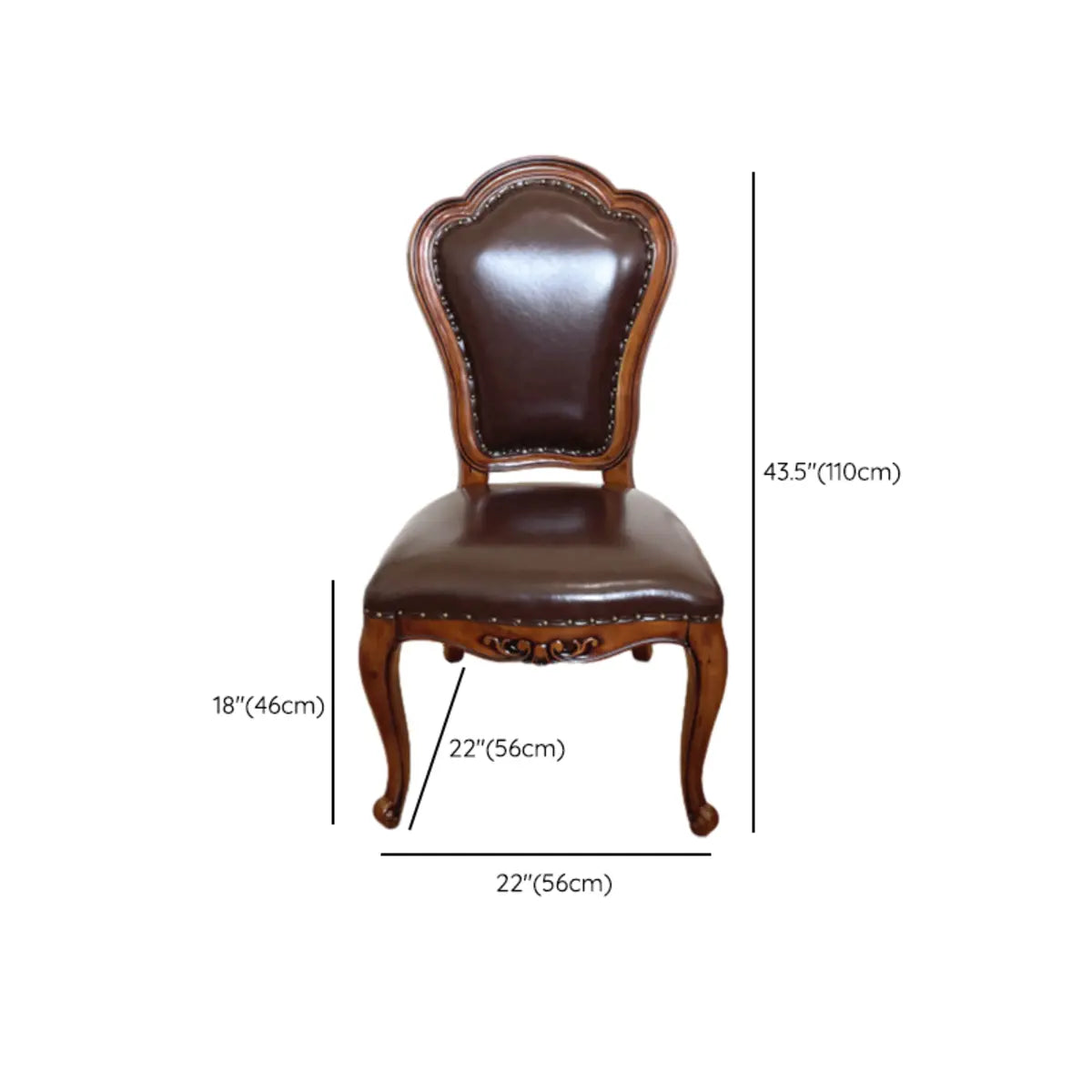 Tufted Leather Nailhead Trim Leather Dining Chair Brown Image - 28