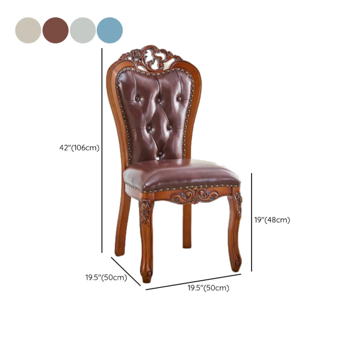 Tufted Leather Nailhead Trim Leather Dining Chair Brown Image - 31