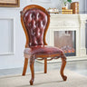 Tufted Leather Nailhead Trim Leather Dining Chair Brown Image - 9