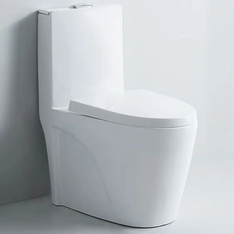 Turbo Type One-Piece Elongated Ceramic White Toilet Image - 1