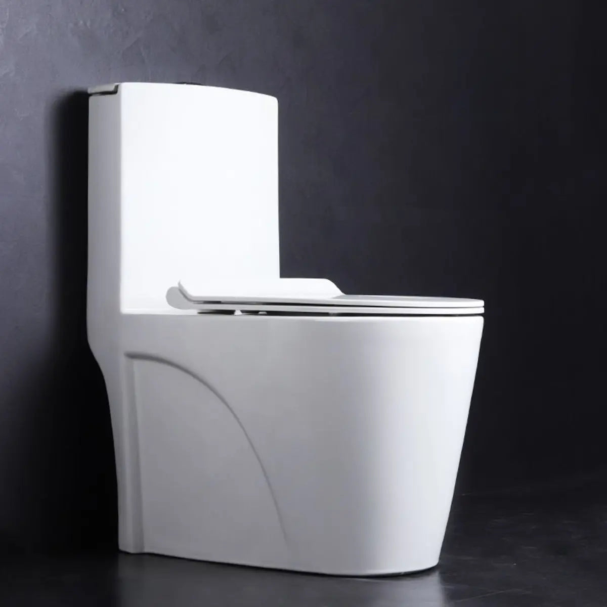 Turbo Type One-Piece Elongated Ceramic White Toilet Image - 2