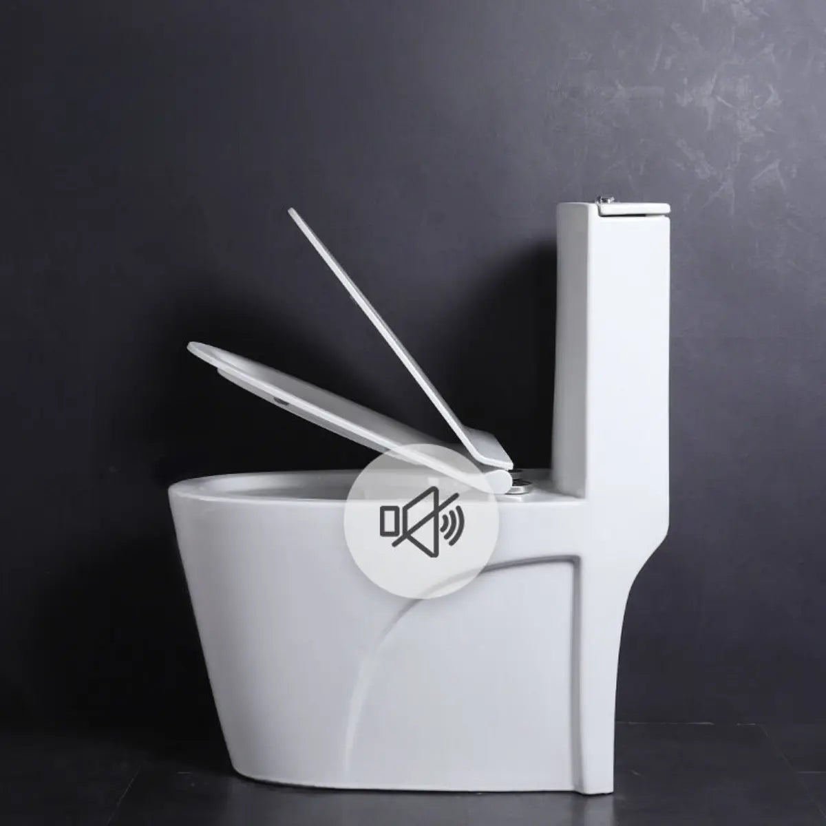 Turbo Type One-Piece Elongated Ceramic White Toilet Image - 4