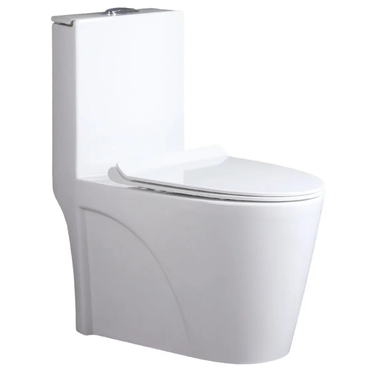 Turbo Type One-Piece Elongated Ceramic White Toilet Image - 6