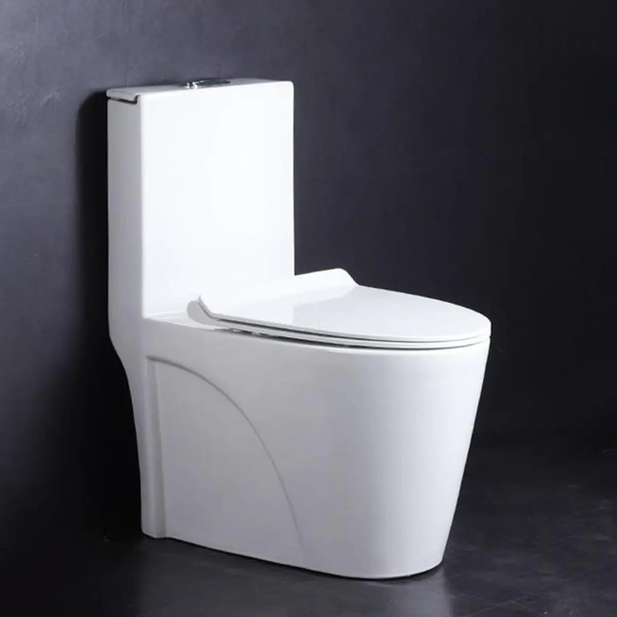 Turbo Type One-Piece Elongated Ceramic White Toilet Image - 8