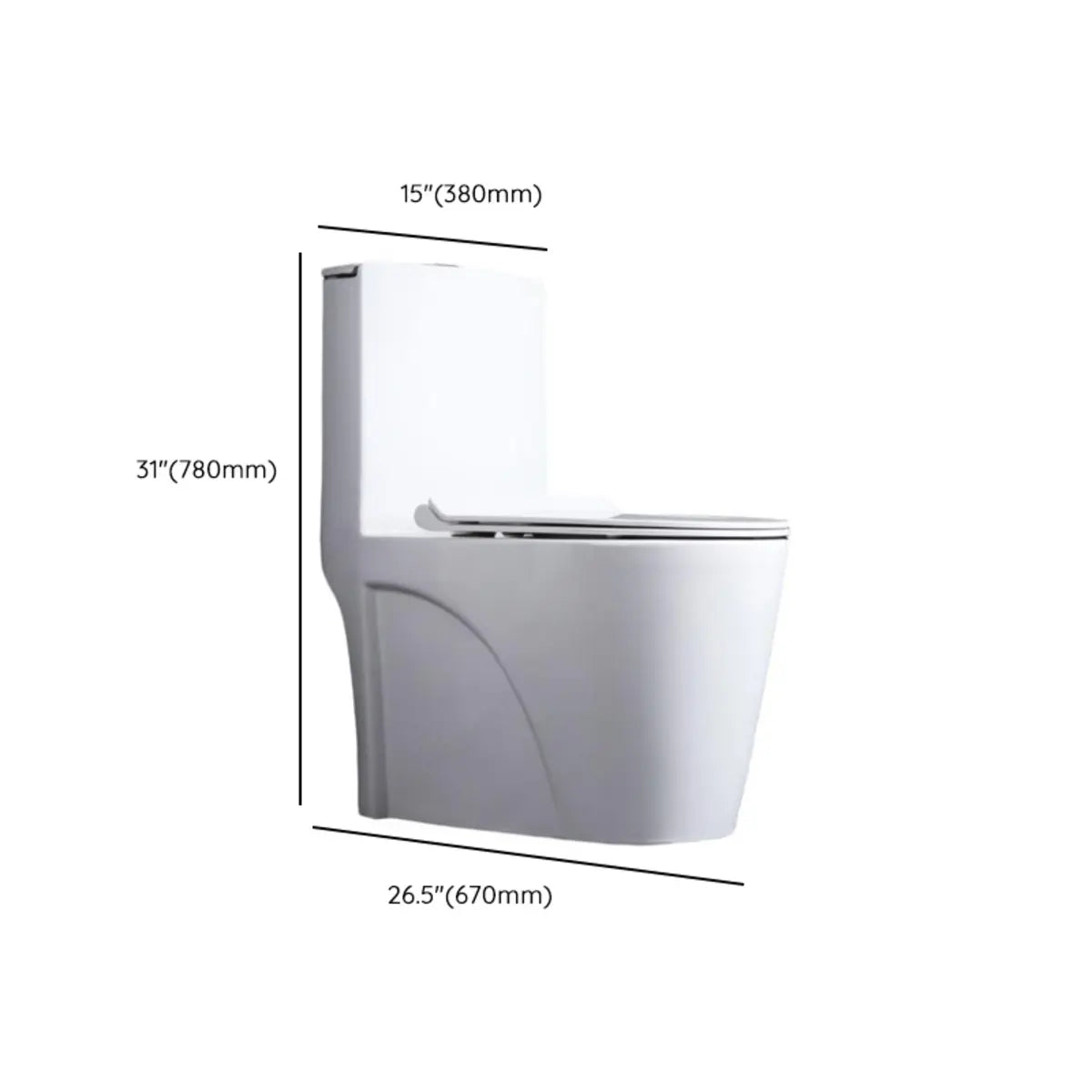 Turbo Type One-Piece Elongated Ceramic White Toilet 