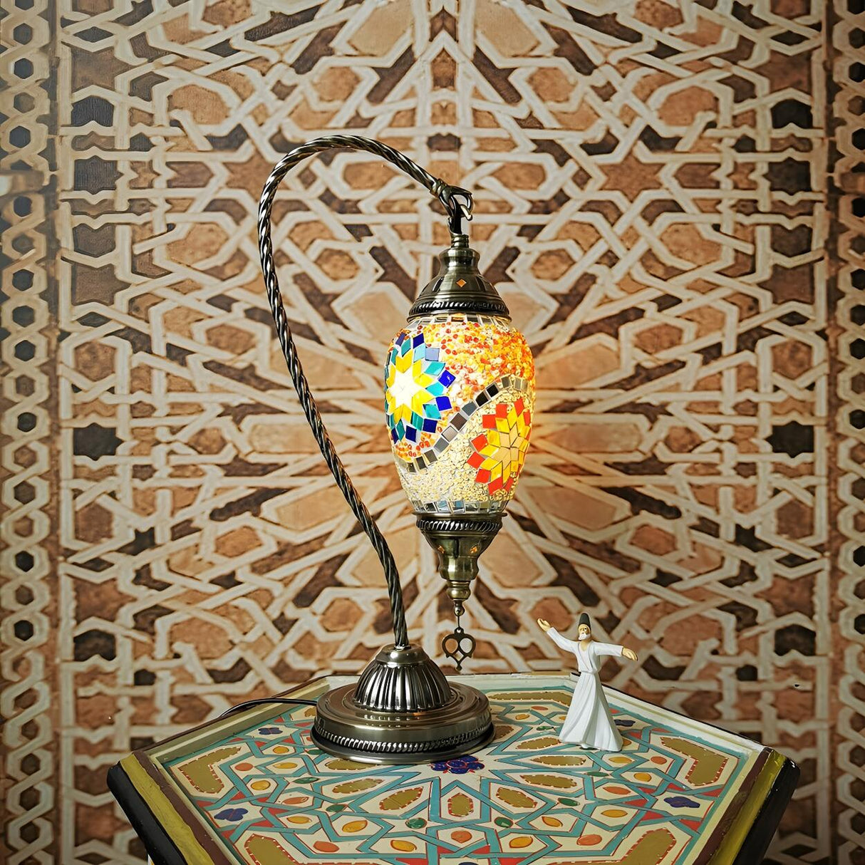 Turkish Chic Teardrop Stained Glass Ambiance Table Lamp Image - 1