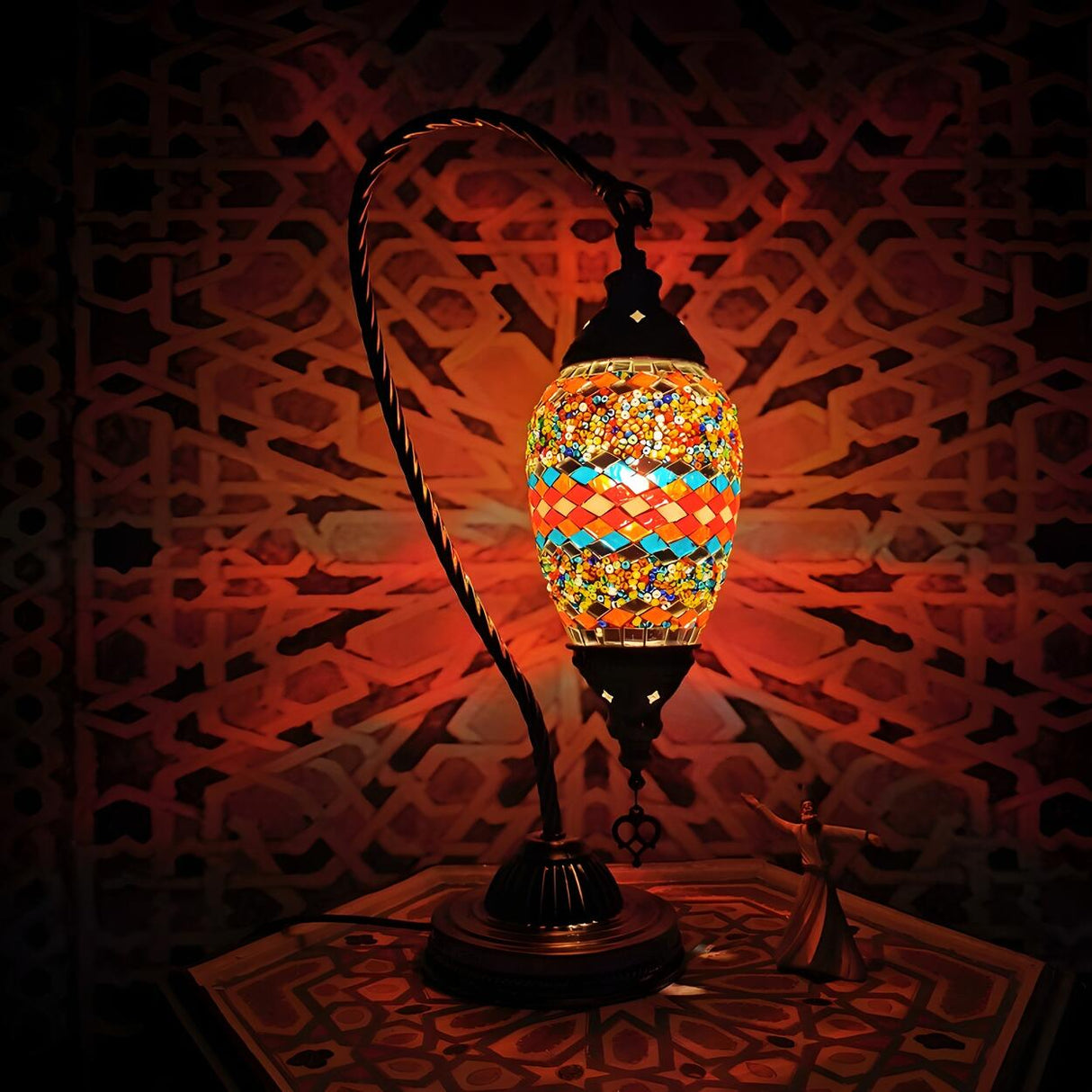 Turkish Chic Teardrop Stained Glass Ambiance Table Lamp Image - 15