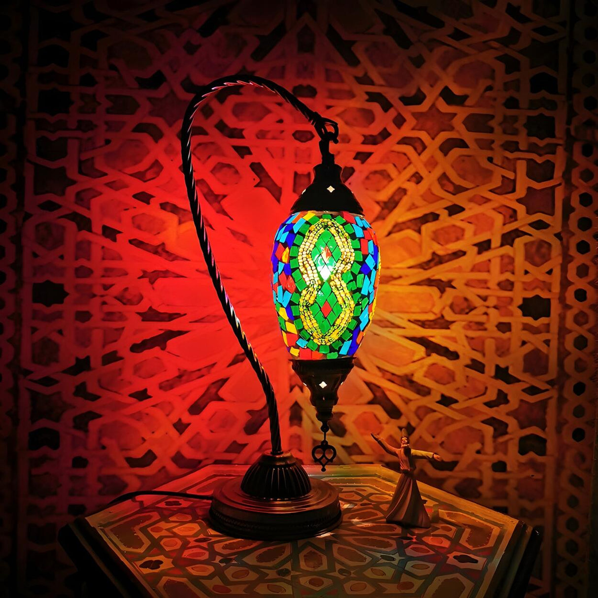 Turkish Chic Teardrop Stained Glass Ambiance Table Lamp Image - 2