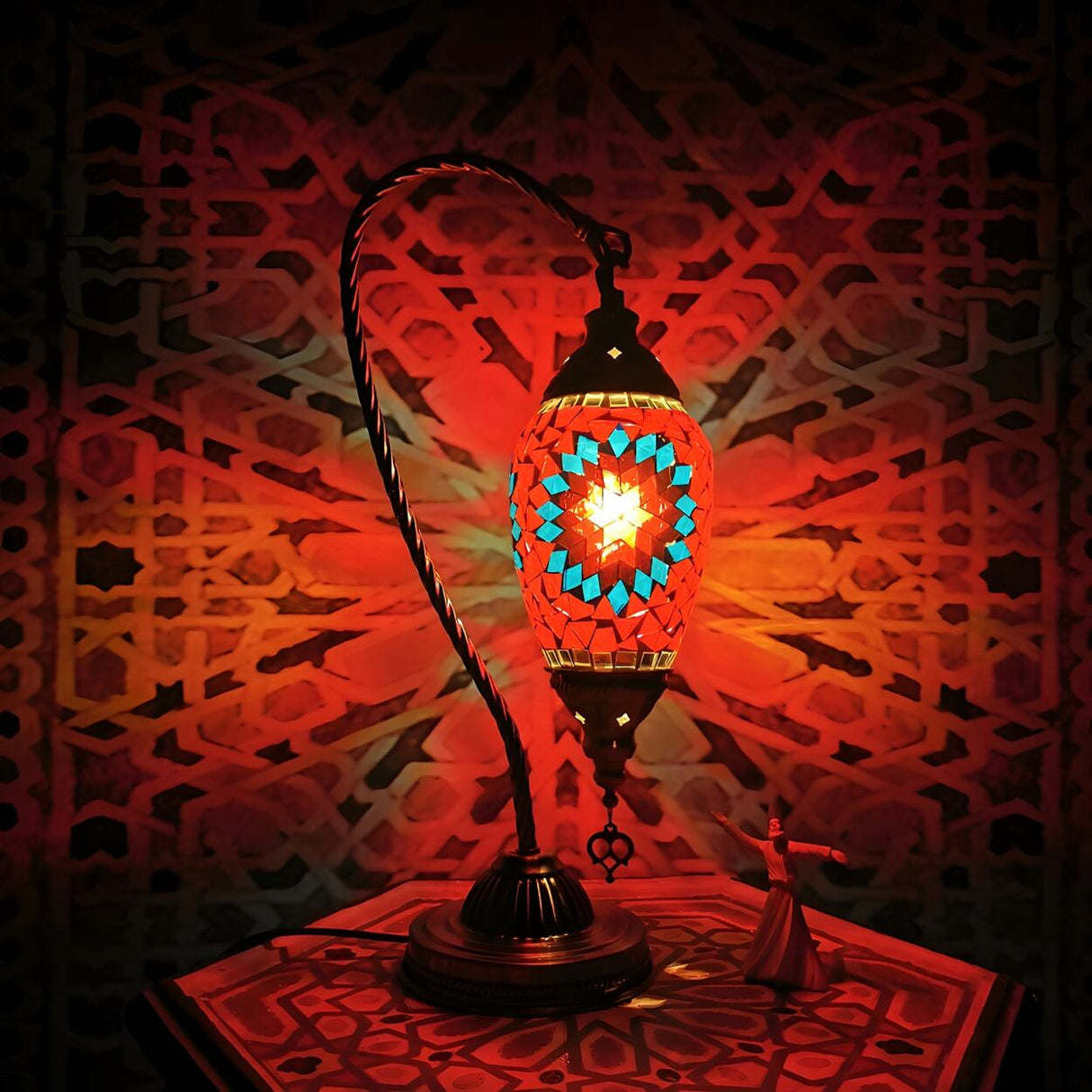 Turkish Chic Teardrop Stained Glass Ambiance Table Lamp Image - 6