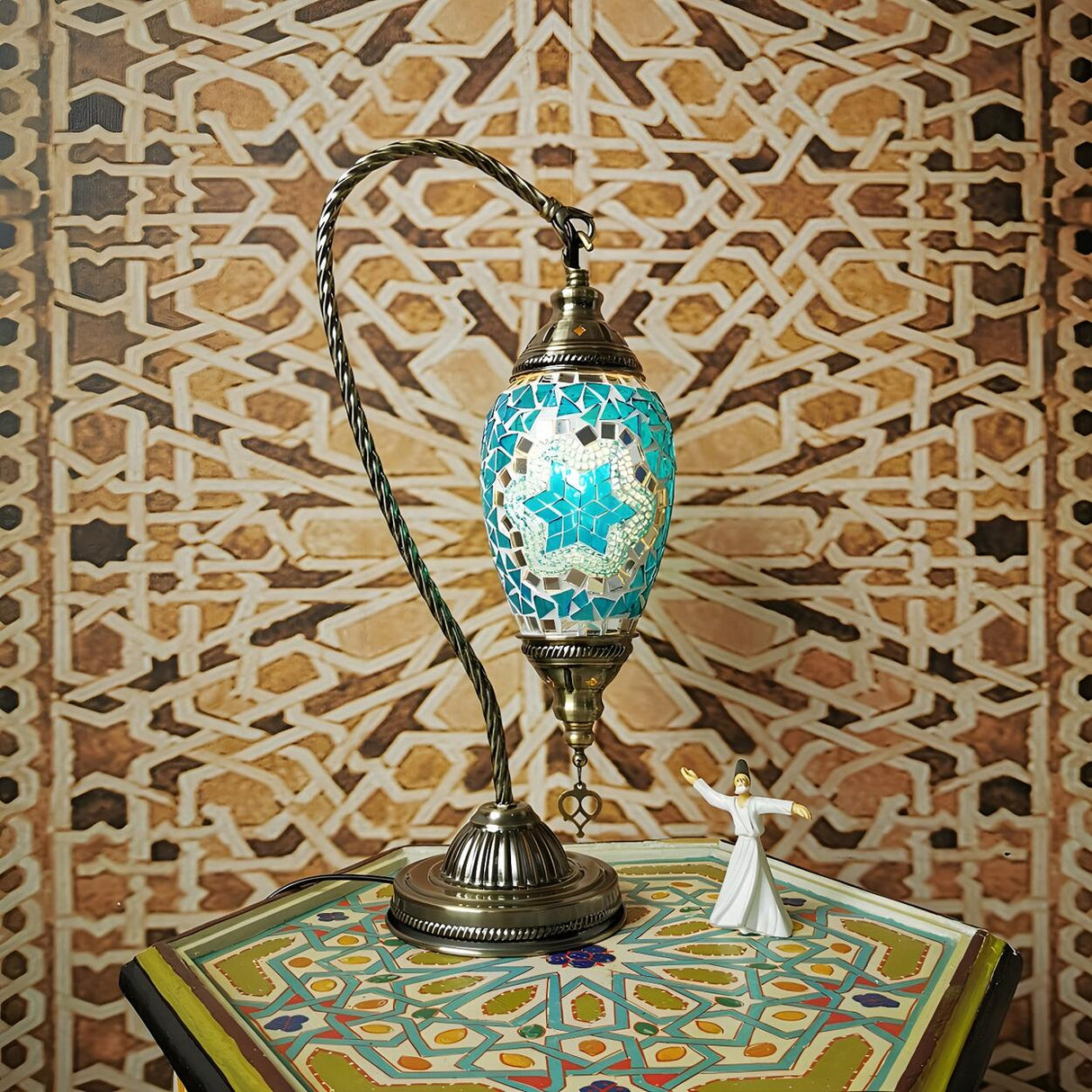 Turkish Chic Teardrop Stained Glass Ambiance Table Lamp Image - 7