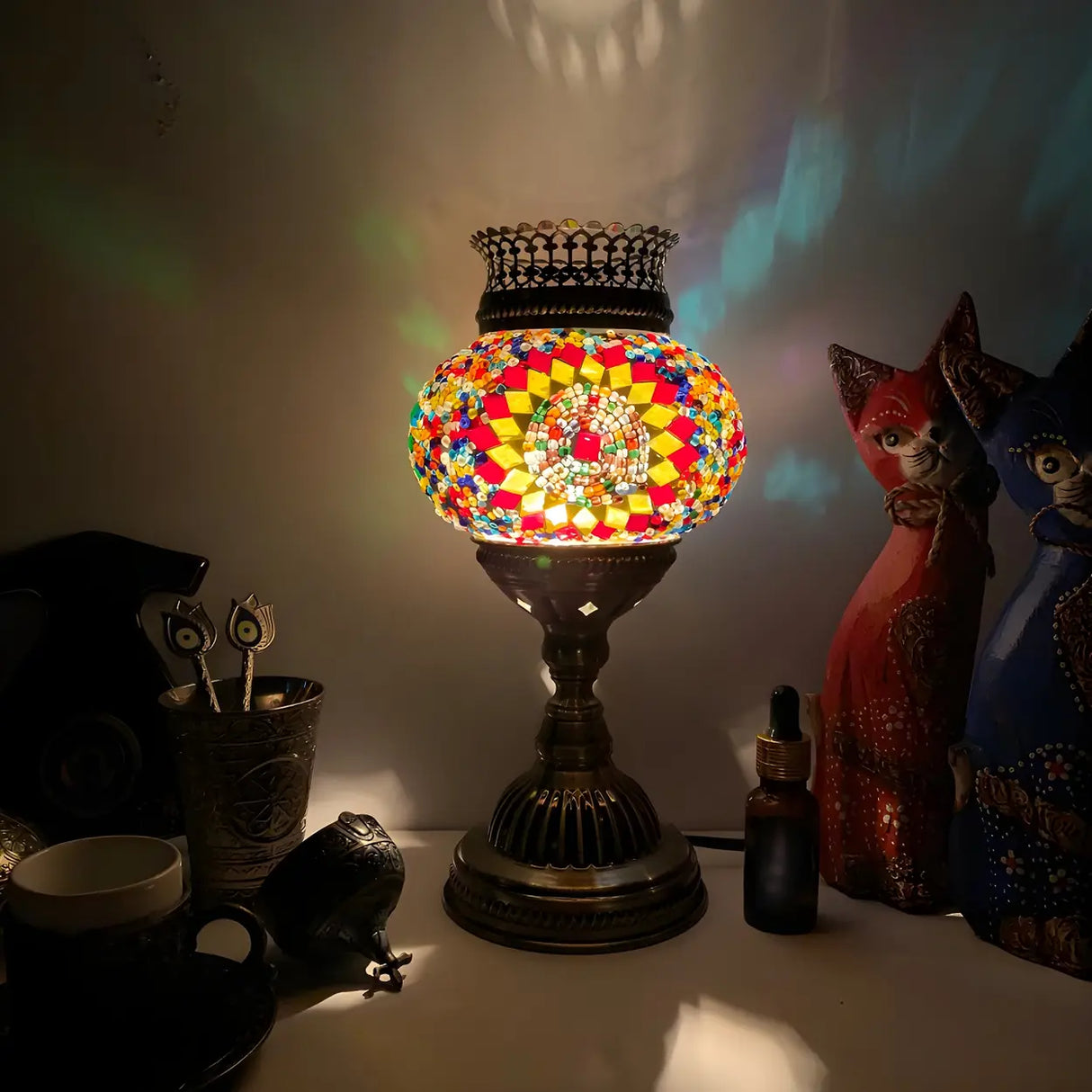 Turkish Classic Stained Glass Lantern Decor Table Lamp Image - 11